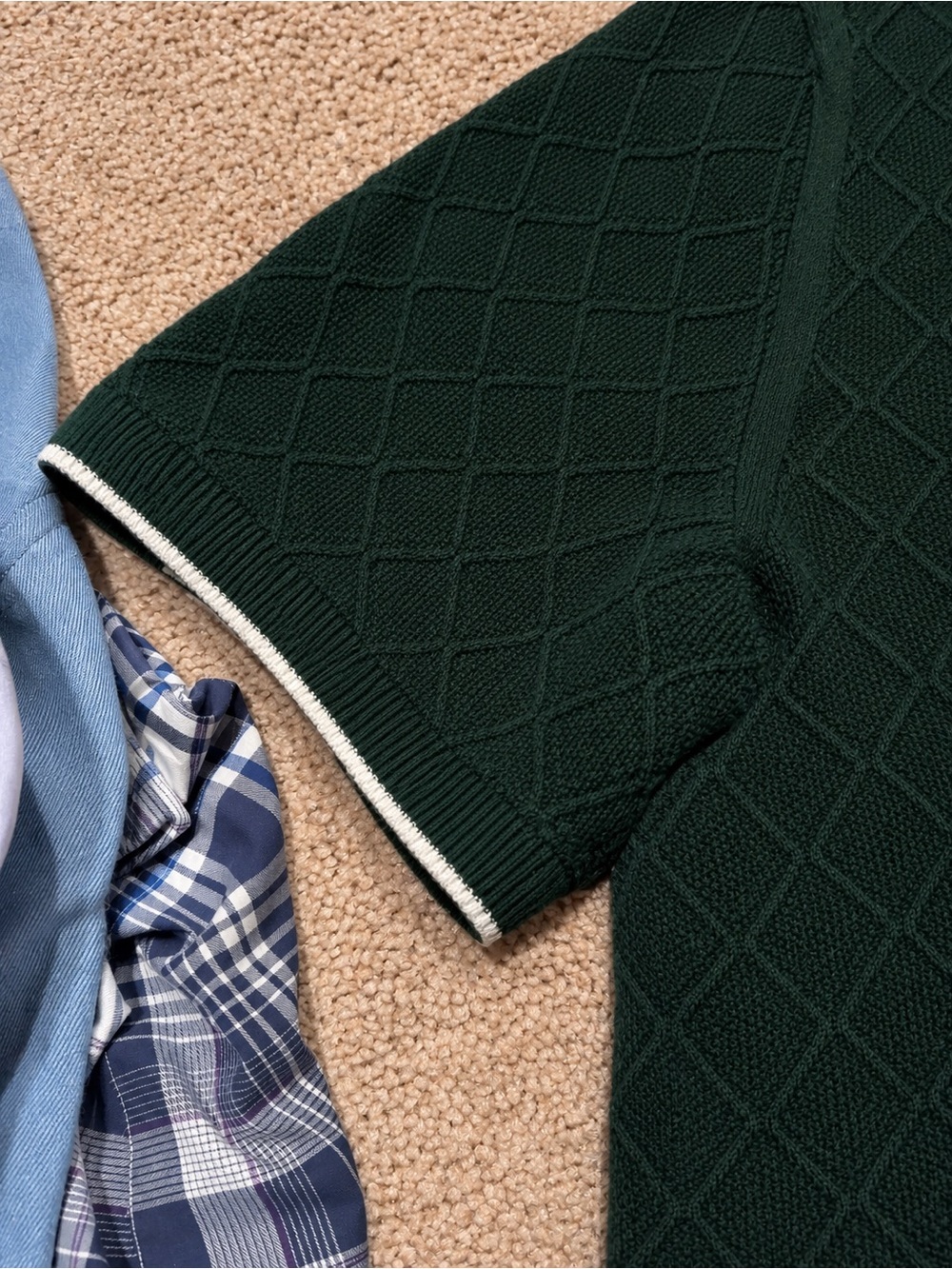 Abercrombie & Fitch Dark Green Polo with White Contrast Tipping - Picture 4 of 4